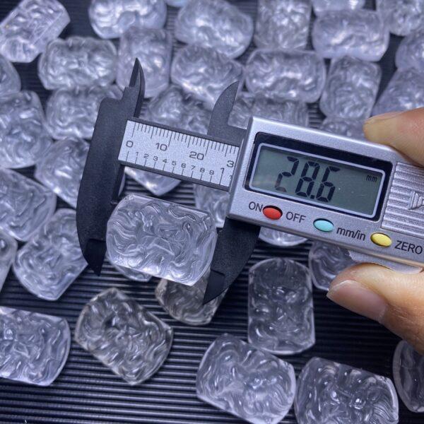 2 pcs fox pattern rectangle shape natural clear quartz charm bead - Image 2