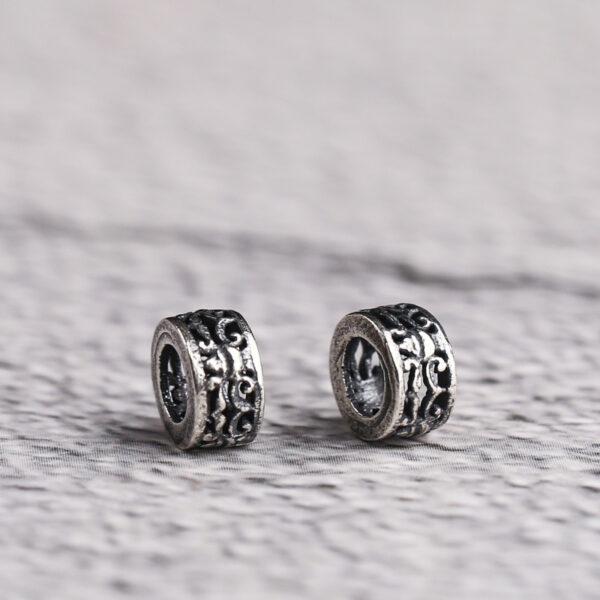 retro vine pattern ring shape s925 sterling silver bead, oxidized silver ring bead - Image 3