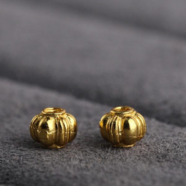 pumpkin shape gild s925 sterling silver bead, golden pumpkin bead - Image 3