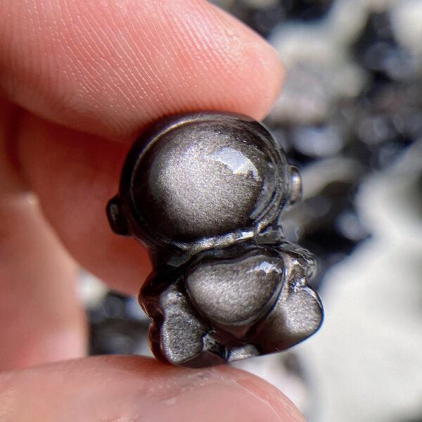 2 pcs / 5 pcs astronaut shape natural silver obsidian bead - Image 3