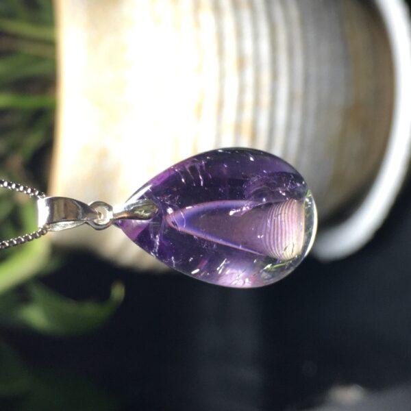 droplet shape natural Super Seven quartz bead sterling silver charm - Image 3
