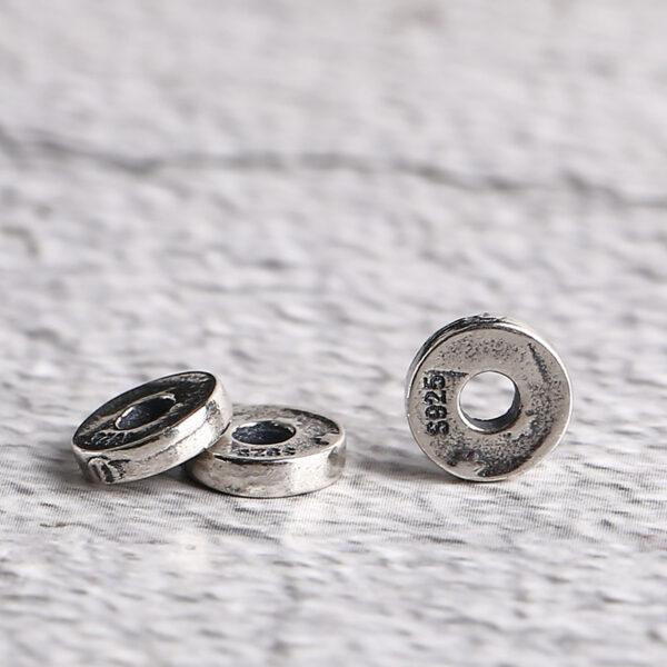 simple gasket shape s925 sterling silver bead, oxidized silver gasket bead - Image 3