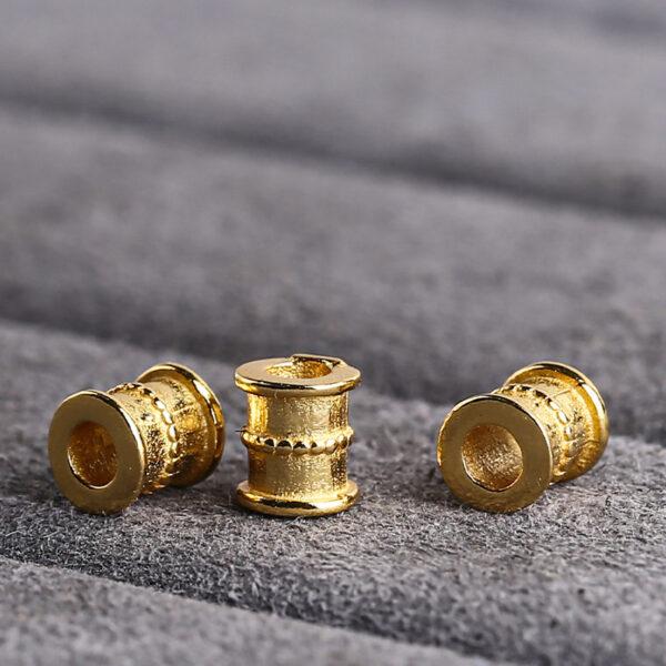 knot pattern tube shape gild s925 sterling silver bead, golden tube bead - Image 3