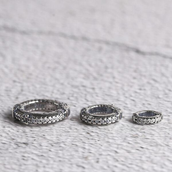 double dragon pattern ring shape s925 sterling silver bead, oxidized silver ring bead - Image 3