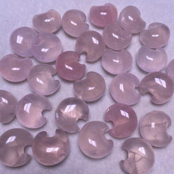 5 pcs fat moon shape natural rose quartz bead - Image 4