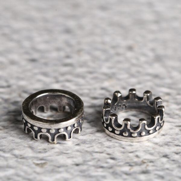 crown shape s925 sterling silver bead, oxidized silver crown bead - Image 4