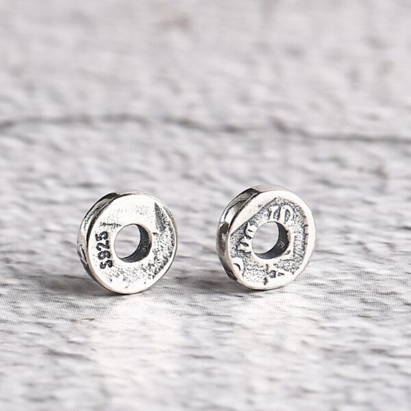 simple gasket shape s925 sterling silver bead, oxidized silver gasket bead - Image 4