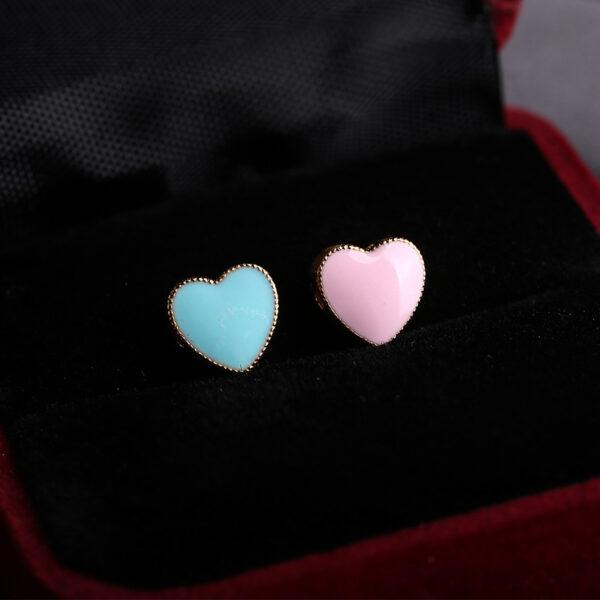heart shape gild sterling silver bead, enamel heart bead - Image 5