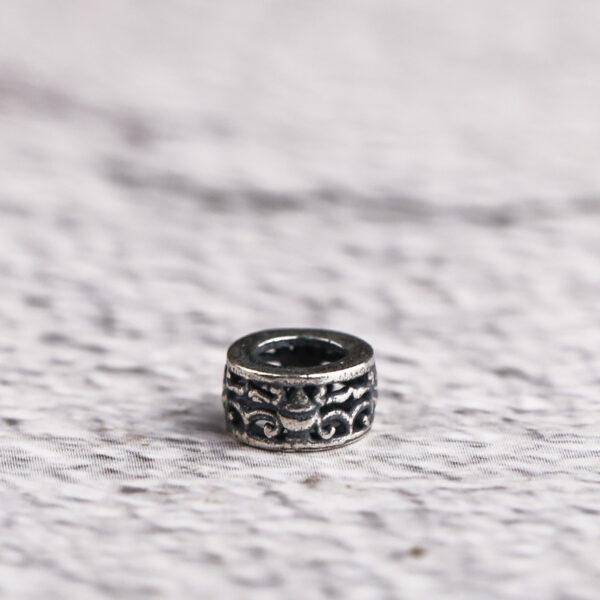 retro vine pattern ring shape s925 sterling silver bead, oxidized silver ring bead - Image 5