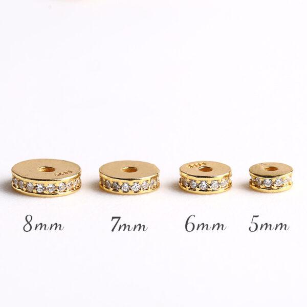 zircon bead inlaid gasket shape gild s925 sterling silver bead, golden gasket bead - Image 3