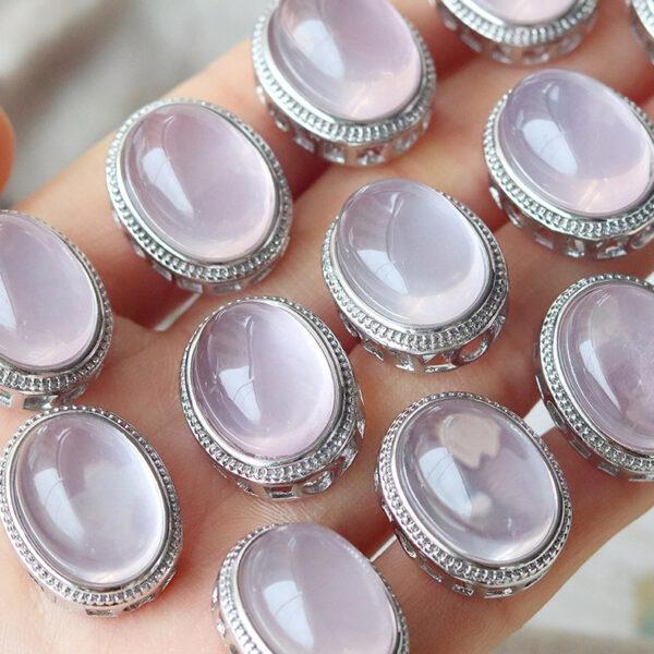 oval shape natural rose quartz inlaid copper bead - Image 6