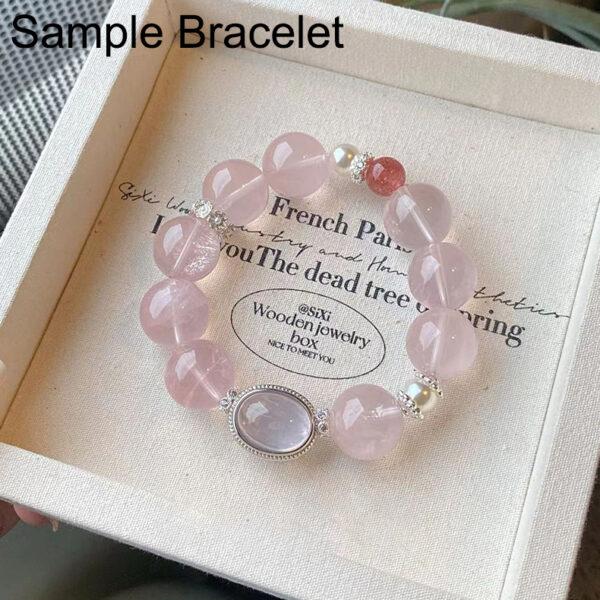 oval shape natural rose quartz inlaid copper bead - Image 9