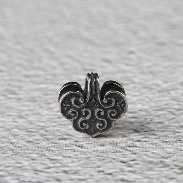 flower pattern heart shape s925 sterling silver charm bead, oxidized silver flower charm - Image 9