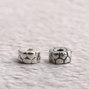 2 pcs Cracking surface rondelle shape s925 sterling silver bead
