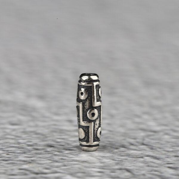 retro dzi bead pattern oval shape s925 sterling silver bead, oxidized silver dzi bead - Image 7