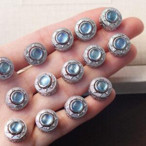 round shape natural aquamarine bead inlaid copper bead