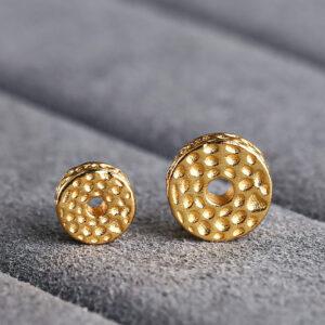 small pits pattern gasket shape gild s925 sterling silver bead, golden gasket bead