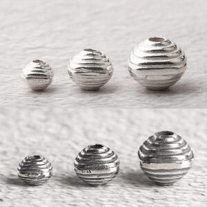 thread pattern square shape s925 sterling silver bead, oxidized silver square bead