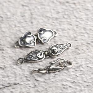 cloud and flower pattern s925 sterling silver clasp bead, oxidized silver clasp