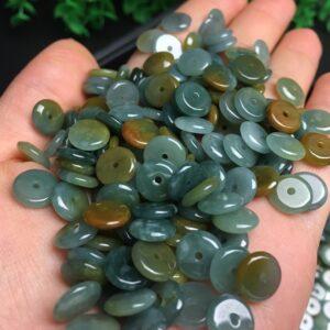 rondelle shape natural blue and yellow jadeite bead