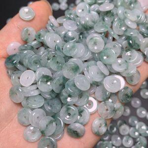 rondelle shape genuine natural mixed green jadeite bead, jade bead
