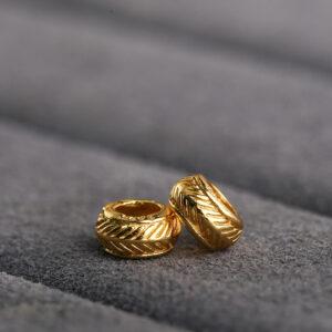 feather pattern gild s925 sterling silver ring bead, golden ring bead