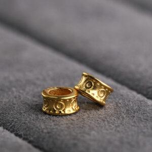 circle pattern gild s925 sterling silver ring bead, golden ring bead