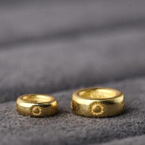 sun pattern gild s925 sterling silver ring bead, golden ring bead