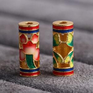 hollow flower colum shape gild sterling silver bead, colorful enamel colum bead