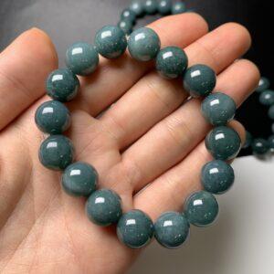 6mm - 12mm round shape natural icy blue jadeite beaded bracelet