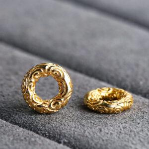 cloud pattern gild s925 sterling silver ring bead, golden ring bead