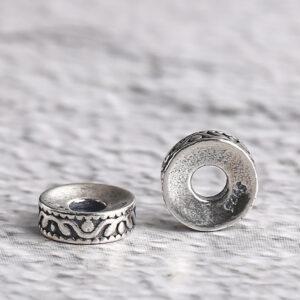s925 sterling silver flower pattern gasket bead, oxidized silver spacer bead