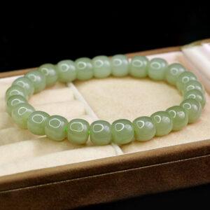 drum shape 5A natural Nephrite jade beaded bracelet