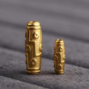 retro dzi bead pattern oval shape gild s925 sterling silver bead, golden dzi bead