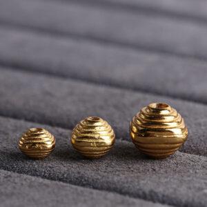 thread pattern square shape gild s925 sterling silver bead, golden square bead