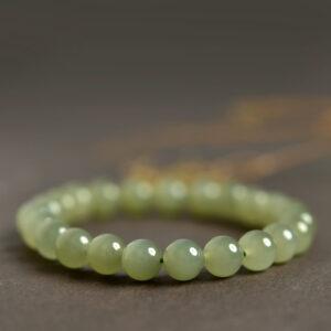 6mm - 12mm round shape high quality genuine natural nephrite jade beaded bracelet