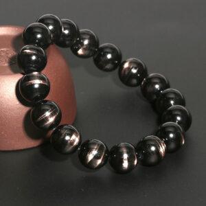 6mm - 14mm round shape 7A natural Hypersthene beaded bracelet