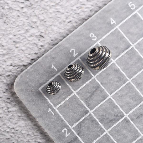 thread pattern square shape s925 sterling silver bead, oxidized silver square bead - Image 2