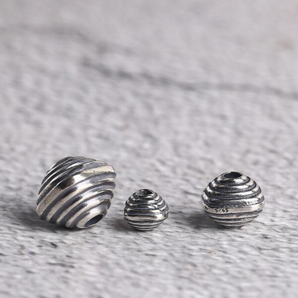 thread pattern square shape s925 sterling silver bead, oxidized silver square bead - Image 3