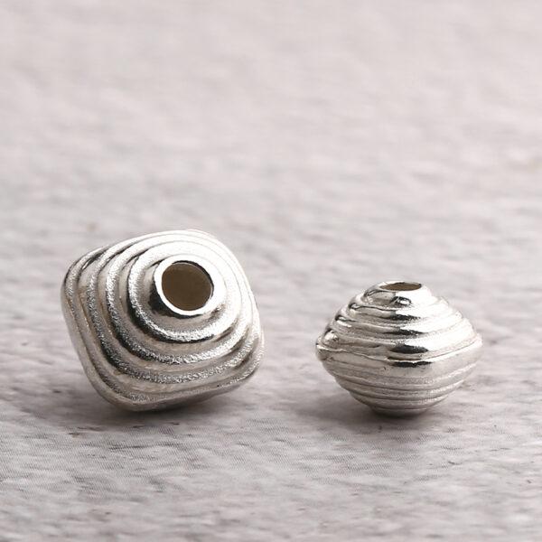 thread pattern square shape s925 sterling silver bead, oxidized silver square bead - Image 4
