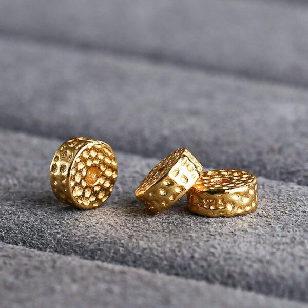 small pits pattern gasket shape gild s925 sterling silver bead, golden gasket bead - Image 5