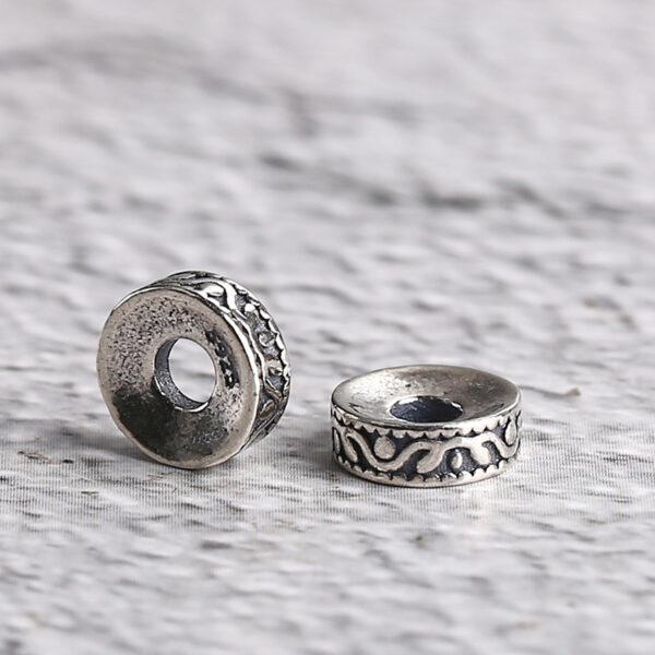 s925 sterling silver flower pattern gasket bead, oxidized silver spacer bead - Image 5