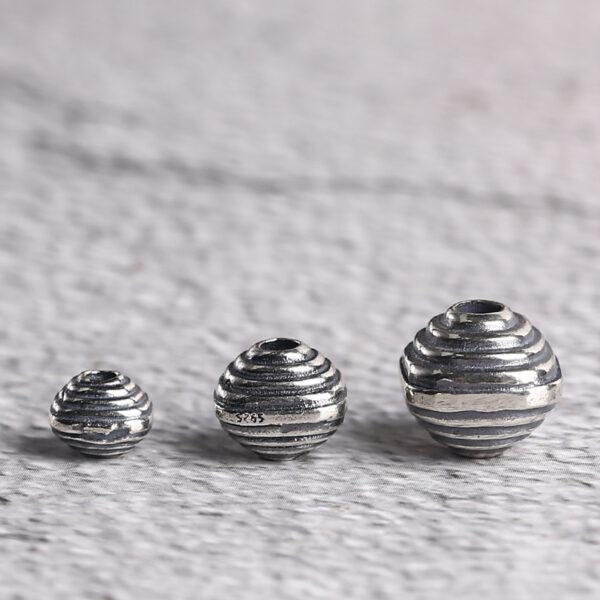 thread pattern square shape s925 sterling silver bead, oxidized silver square bead - Image 6