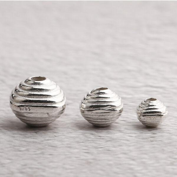 thread pattern square shape s925 sterling silver bead, oxidized silver square bead - Image 7