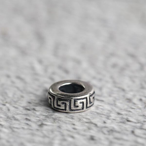 fret pattern ring shape s925 sterling silver bead, oxidized silver ring bead - Image 8