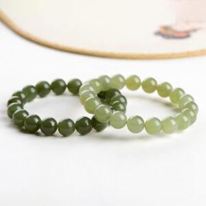 4mm - 10mm round shape natural icy nephrite jade beaded bracelet