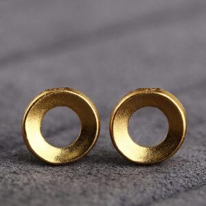 simple ring shape gild s925 sterling silver bead, golden ring bead