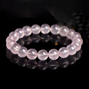 6mm - 14mm round shape star light natural Mozambique rose quartz beaded bracelet