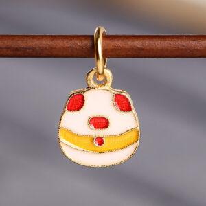 cute pig shape gild sterling silver charm bead, colorful enamel pig charm