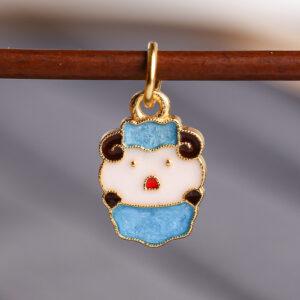 cute sheep shape gild sterling silver charm bead, colorful enamel sheep charm